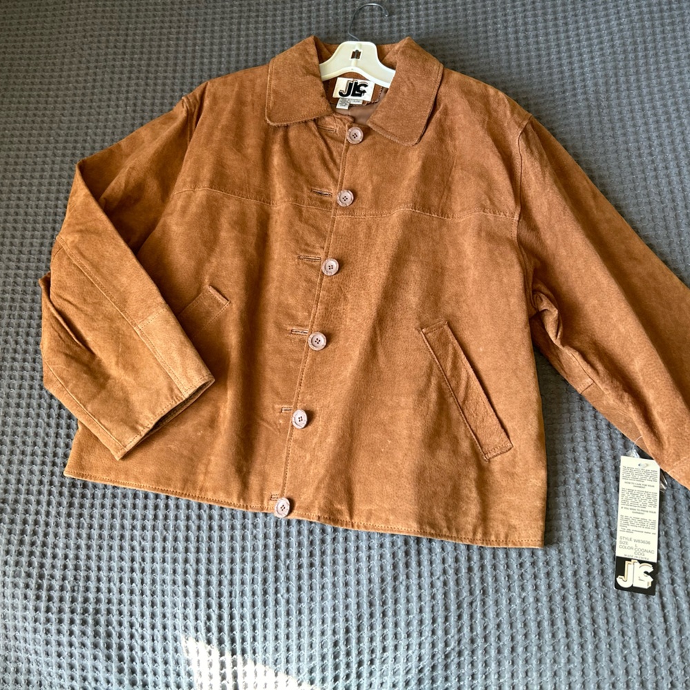Brown suede leather jacket NWT